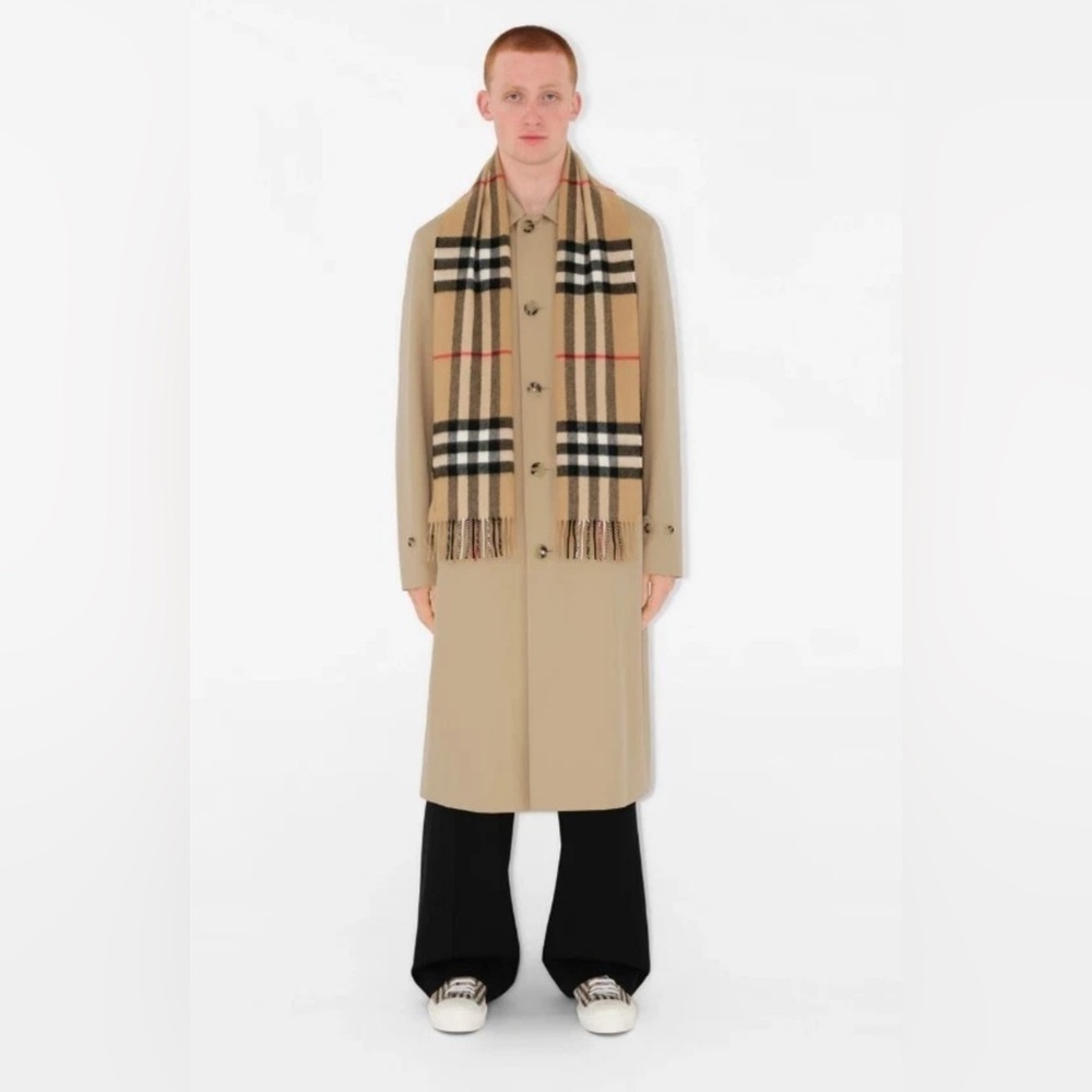 Burberry Beige Check Cashmere /wool blend unisex scarf - Picture 2 of 8